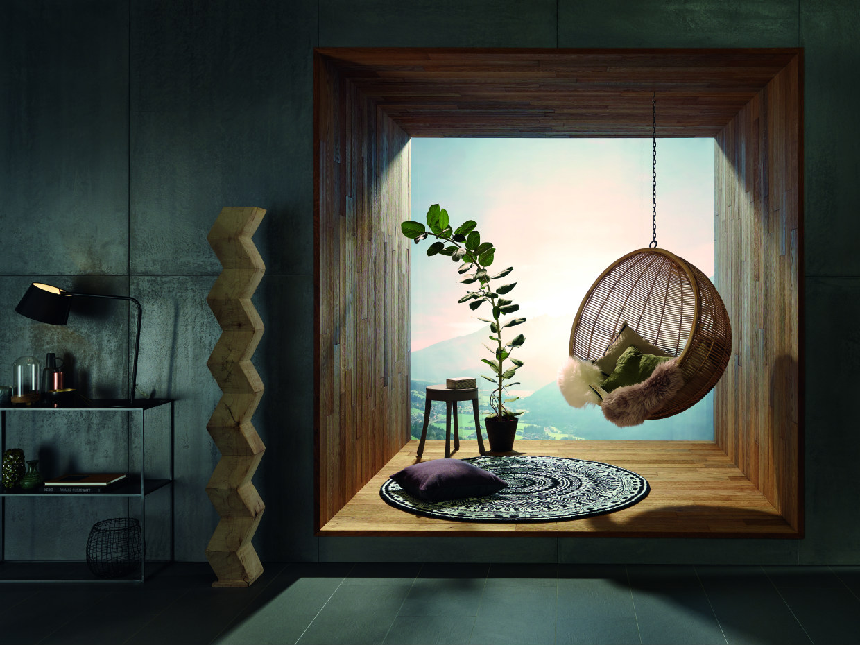 Деревянные стеновые панели Haro Wall Patagonia Дуб Дымчатый River 535 628 1000×120×11,2 фото в интерьере